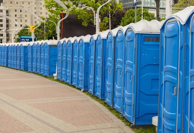 Seasonal porta potty units set up at a Eagle Pass, Texas venue